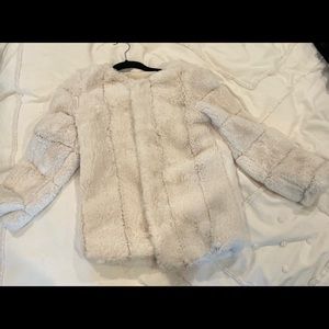 White faux fur jacket